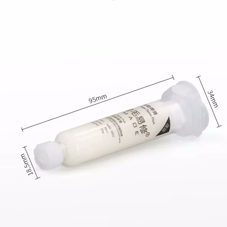 AMAOE M50 Halogen-Free No-Clean Solder Paste Flux 10cc White Syringe with Precision Needle – High Viscosity RMA Flux for BGA Reballing, Phone Motherboard IC Repair, PCB SMD Soldering