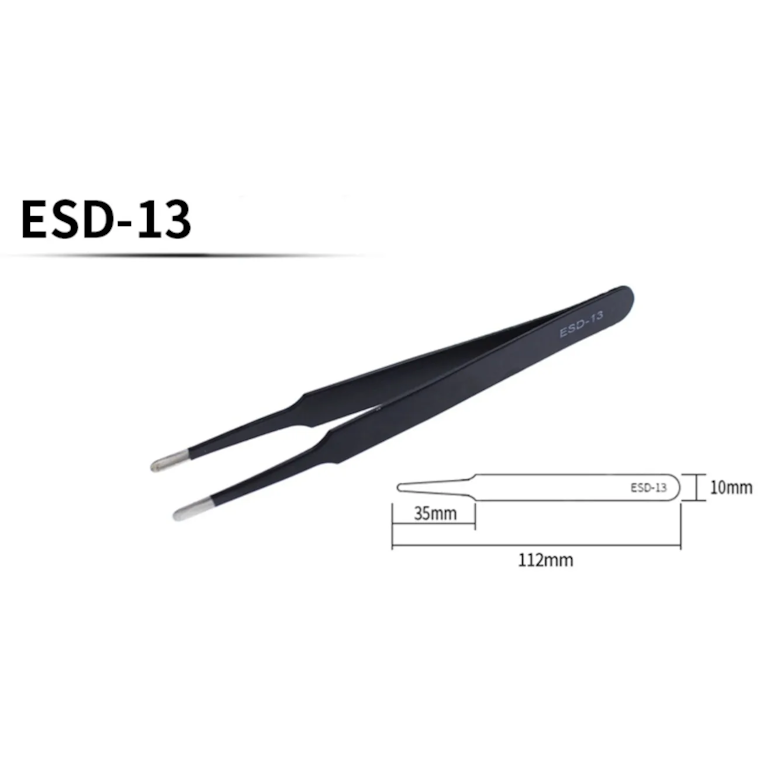 Anti-Static ESD Precision Tweezers Set (ESD-10, ESD-11, ESD-12, ESD-13, ESD-14, ESD-15) Black Stainless Steel Tweezers for Phone Repair, Electronics, SMD, and Jewellery Work