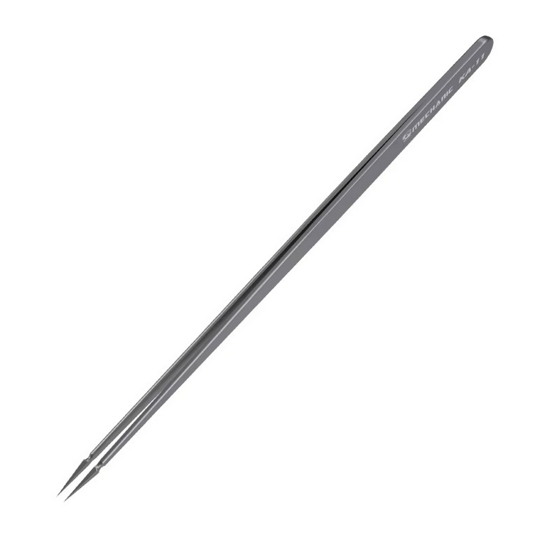 Precision stainless steel soldering tweezers with fine pointed tips
