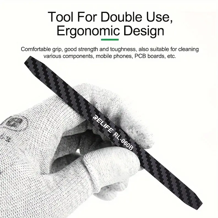 RELIFE RL-060B Carbon Fiber Anti-Static Pry Tool Spudger for Phone Repair, Laptop Disassembly, Non-Marring Opening Tool for iPhone, iPad, and Electronics Repair