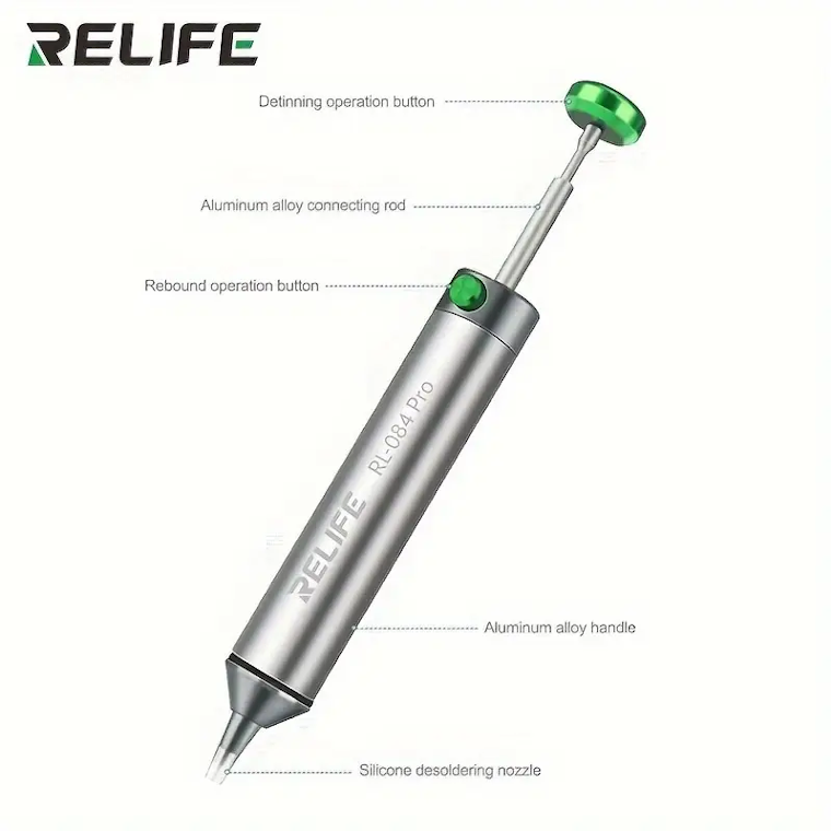 RELIFE RL-084 Pro Aluminum Alloy Manual Glue Gun Dispenser with Precision Needle and Metal Piston for Phone Repair, BGA Solder Paste, Flux, Adhesive Application