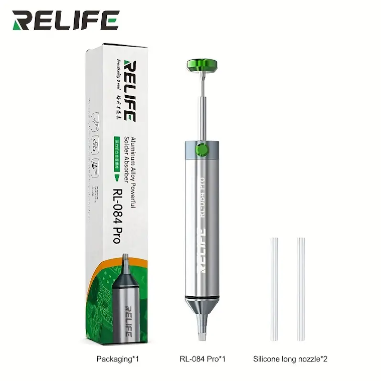 RELIFE RL-084 Pro Aluminum Alloy Manual Glue Gun Dispenser with Precision Needle and Metal Piston for Phone Repair, BGA Solder Paste, Flux, Adhesive Application