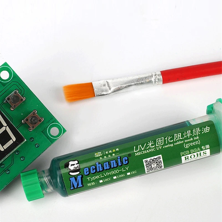 Mechanic LVH900-RY UV Curable Solder Mask 10cc Syringe – PCB Repair Ink for BGA, Circuit Board Protection, Fast Curing Under UV Light, Phone & Electronics Repai