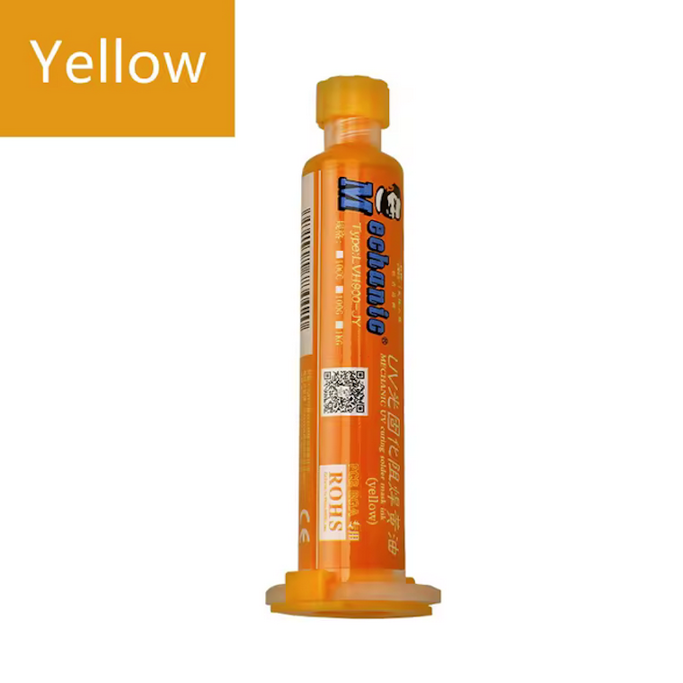 Mechanic LVH900-RY UV Curable Solder Mask 10cc Syringe – PCB Repair Ink for BGA, Circuit Board Protection, Fast Curing Under UV Light, Phone & Electronics Repai