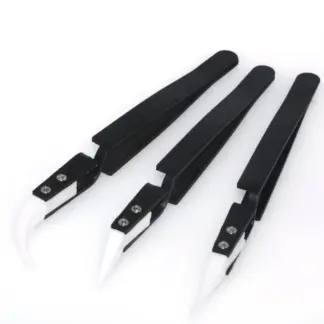Reverse Action Ceramic Tip Tweezers - Black Stainless Steel Handle